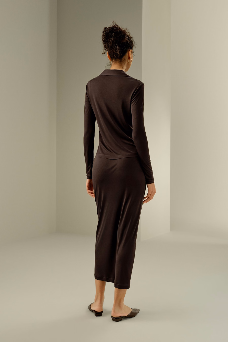 Basic Slim Silk Jersey Shirt