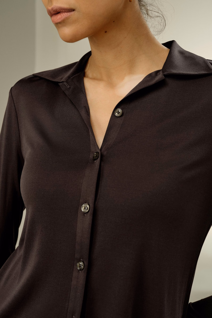 Basic Slim Silk Jersey Shirt