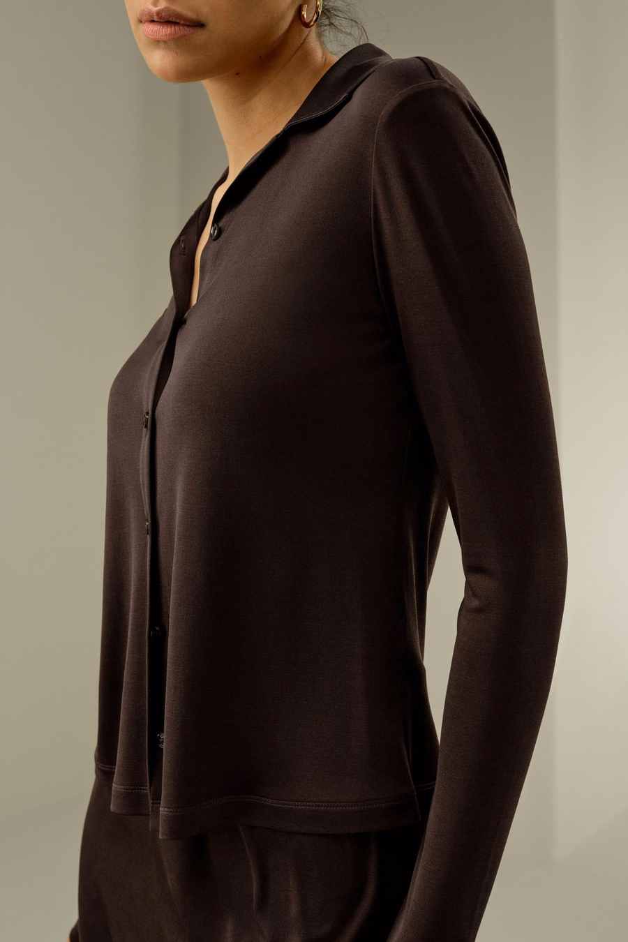 Basic Slim Silk Jersey Shirt