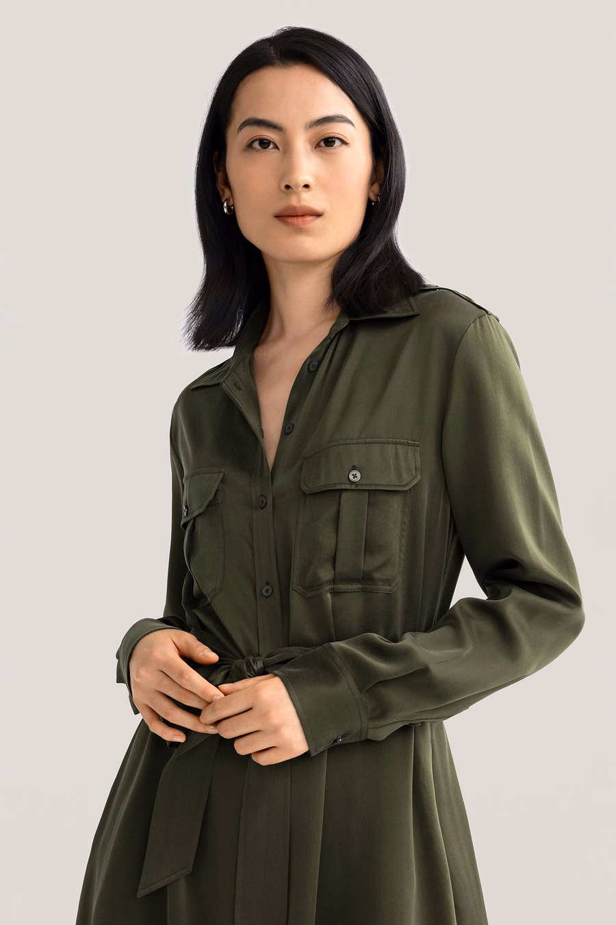 Sand-washed Pocket Trench Dress