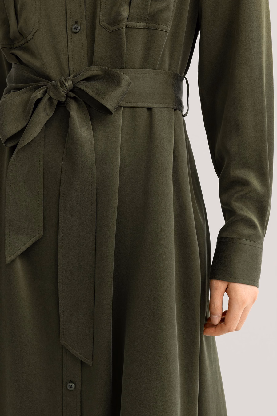 Sand-washed Pocket Trench Dress