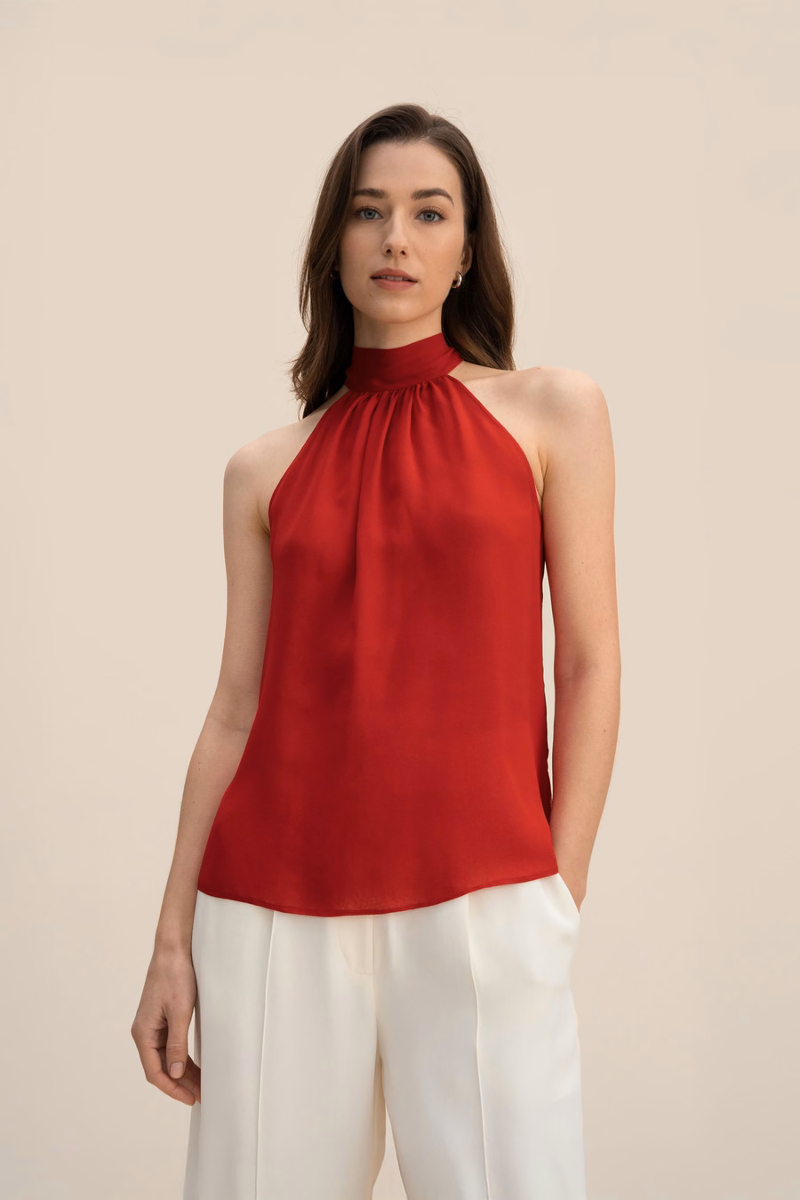 Seidiger Georgette Halter Neck Top