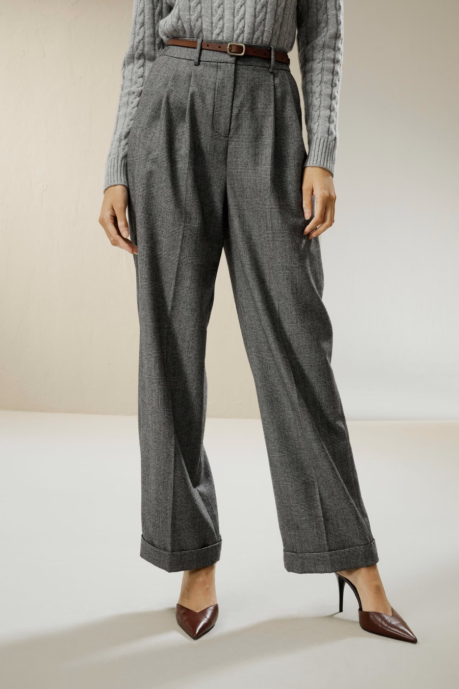 Hosen aus Wollflanell mit weitem Bein