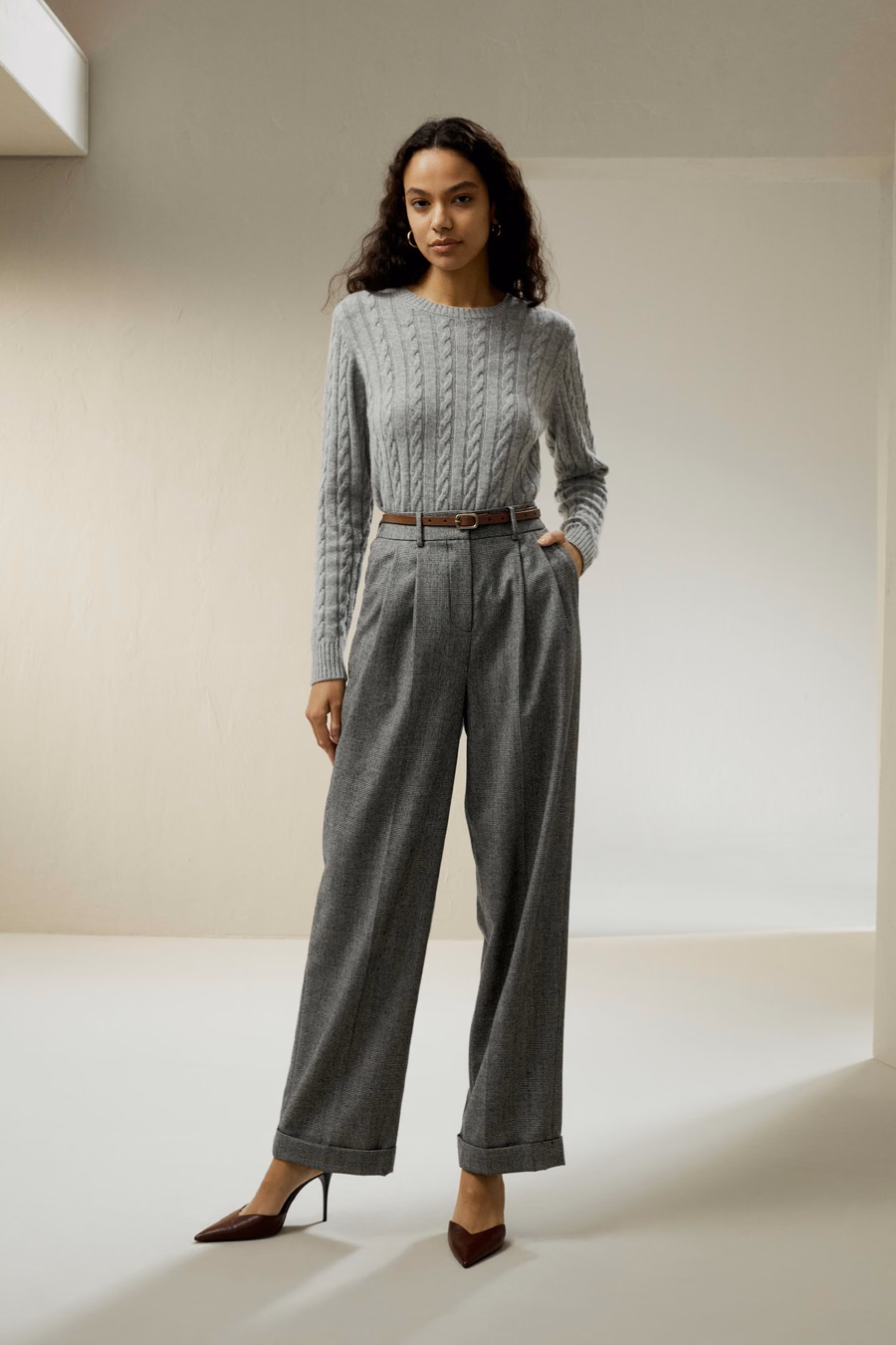 Hosen aus Wollflanell mit weitem Bein