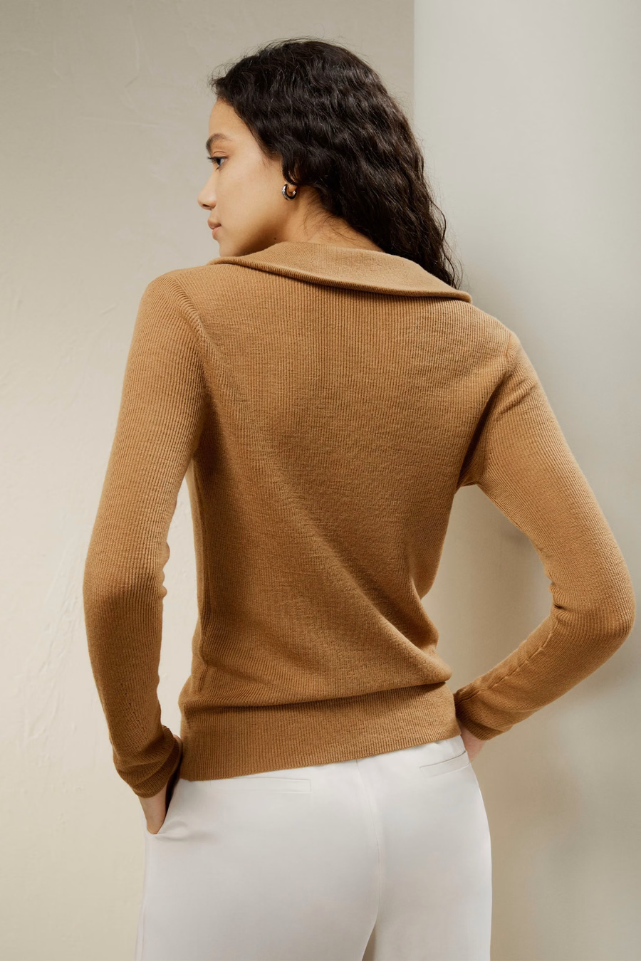 Gaia Rippstrick Halbzip Ultra-feine Merinowolle Pullover