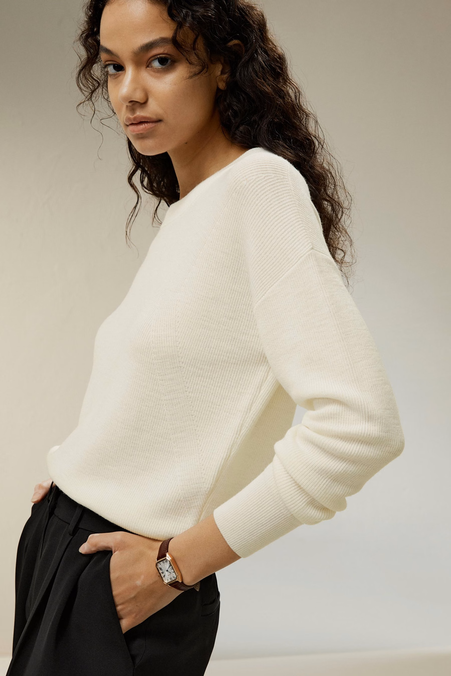 Ultrafein Merinowoll-Pullover mit Rundhalsausschnitt