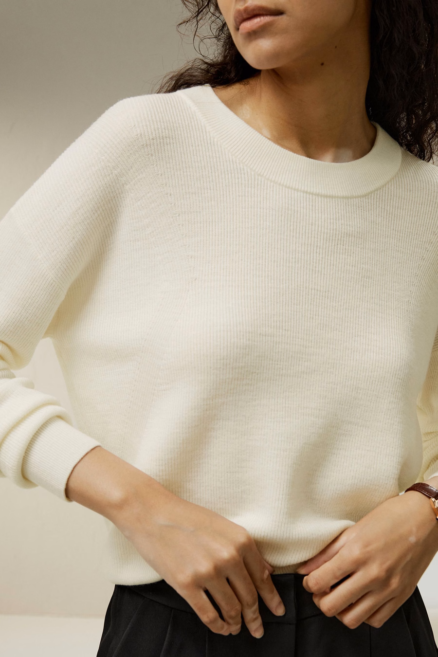 Ultrafein Merinowoll-Pullover mit Rundhalsausschnitt