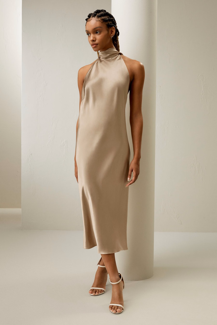 Seiden-Halter-Midikleid