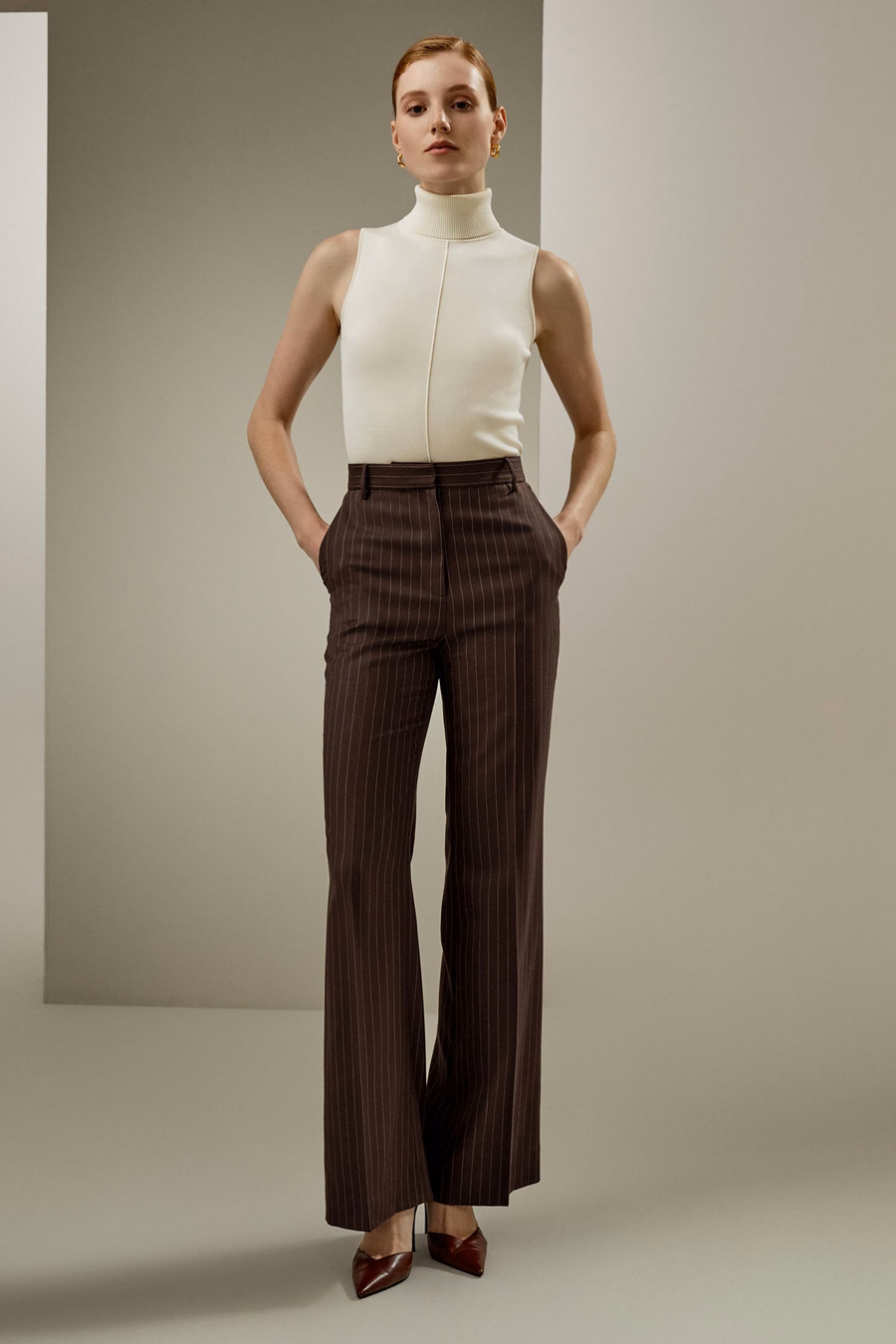 Silk Knitted Turtleneck Sleeveless Top