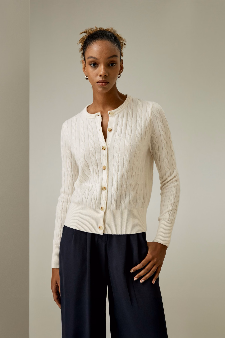 Baby Cashmere Kabelstrick-Cardigan