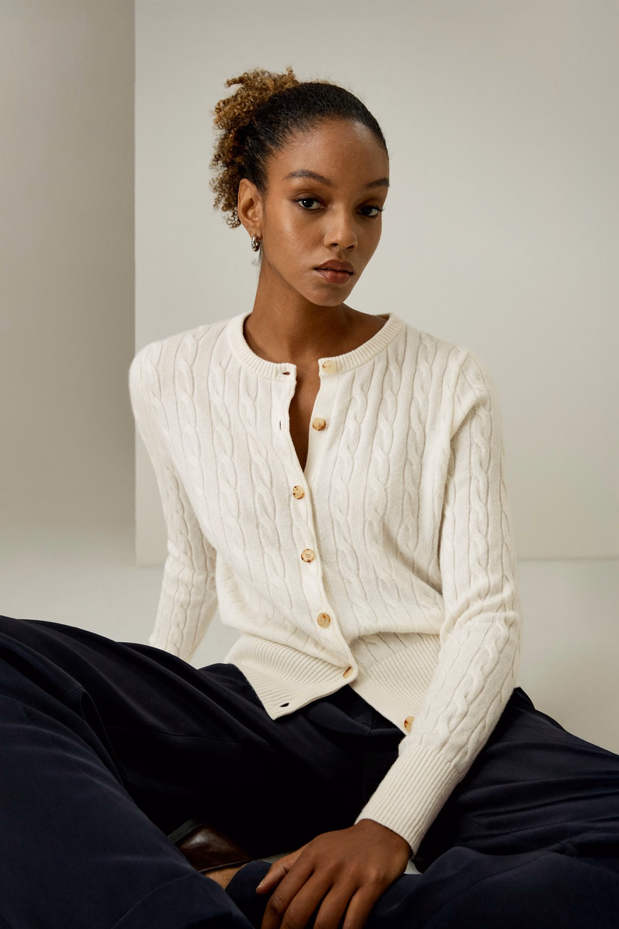 Baby Cashmere Kabelstrick-Cardigan