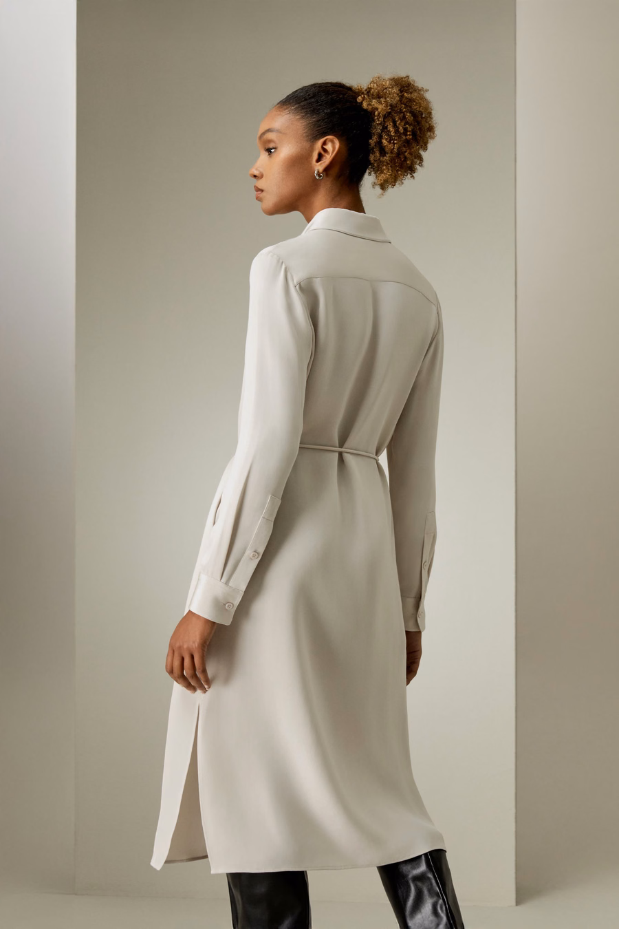 Rope Tie Plain Drape Dress