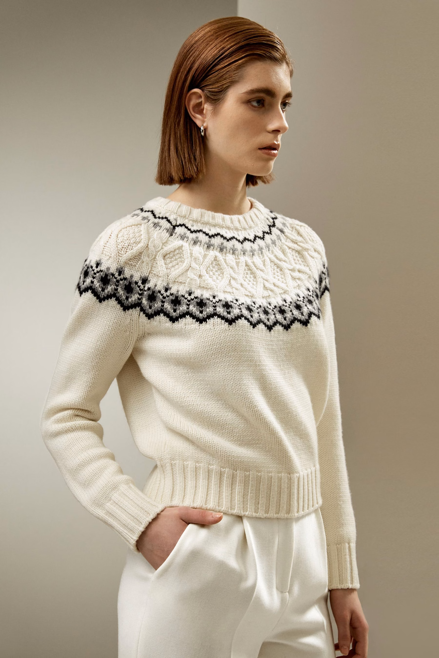 Fair Isle Rundhals-Pullover