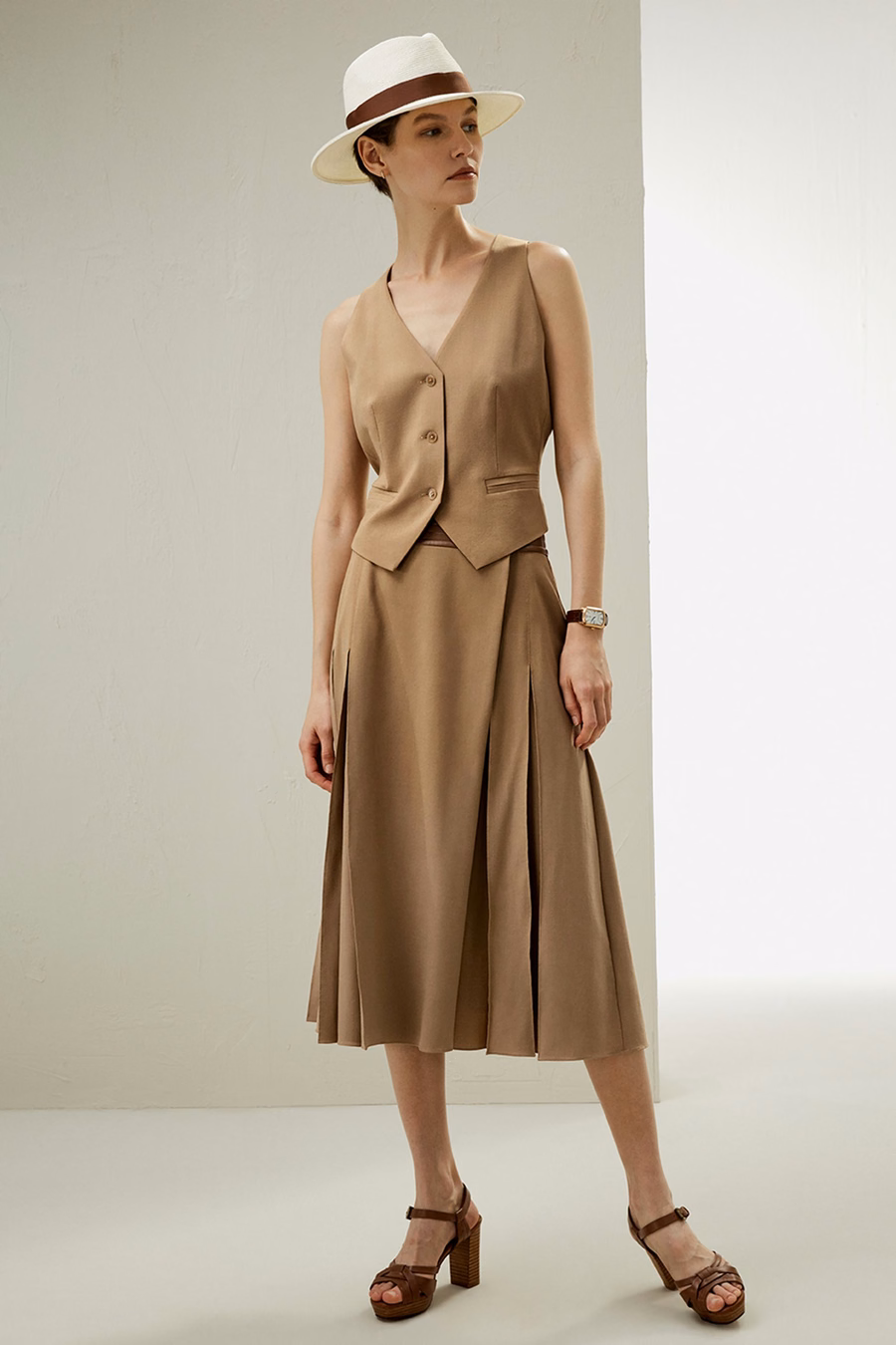 Seiden-Woll-Weste mit Jacquard-Seidenrücken