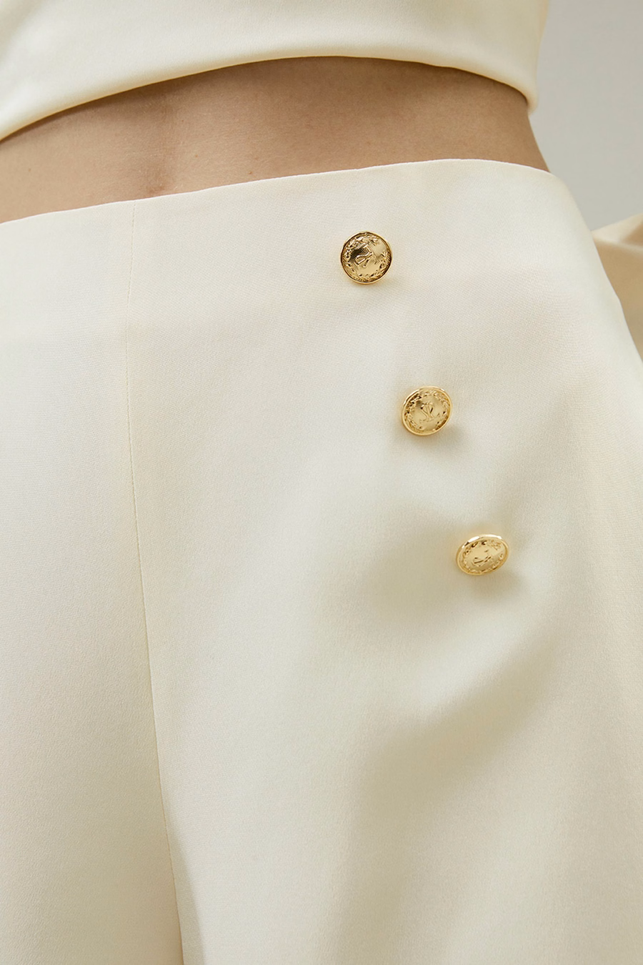 High Waisted Shorts With Button Accents