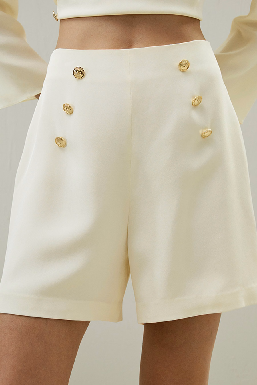 High Waisted Shorts With Button Accents