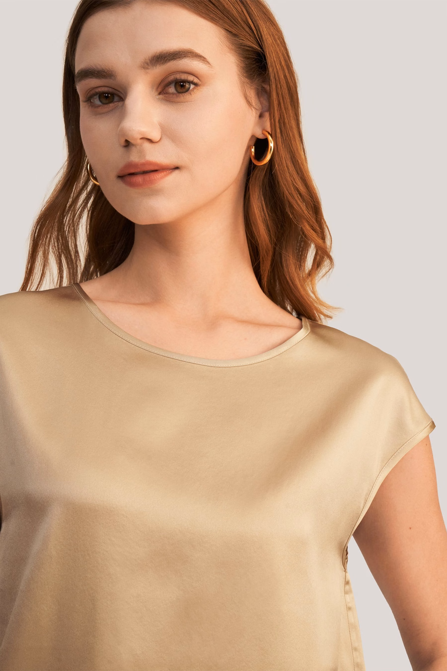 Basic Cap Sleeves Silk Tee