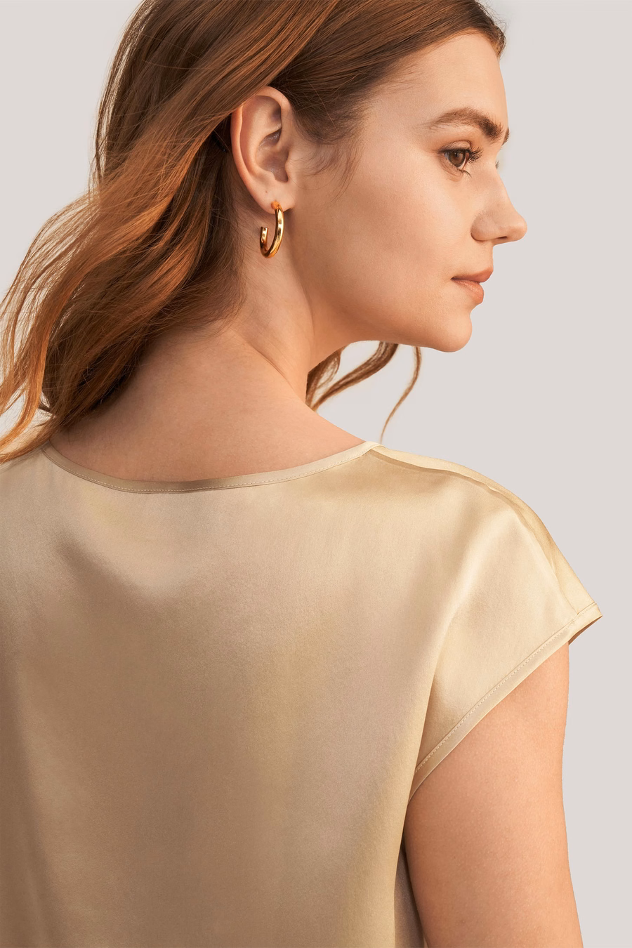 Basic Cap Sleeves Silk Tee