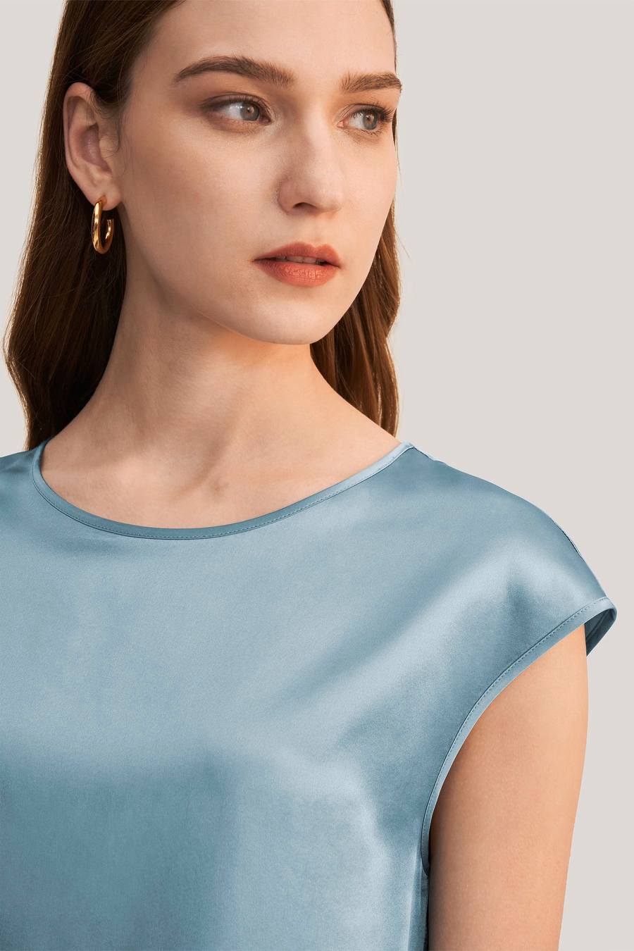 Basic Cap Sleeves Silk Tee