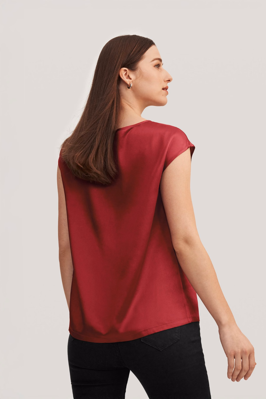 Basic Cap Sleeves Silk Tee