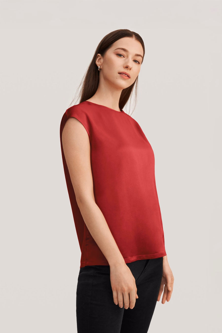 Basic Cap Sleeves Silk Tee
