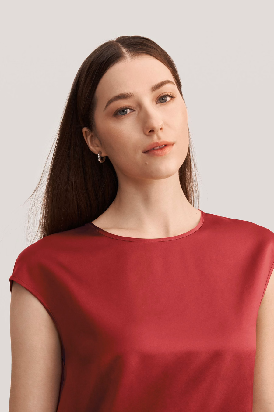 Basic Cap Sleeves Silk Tee