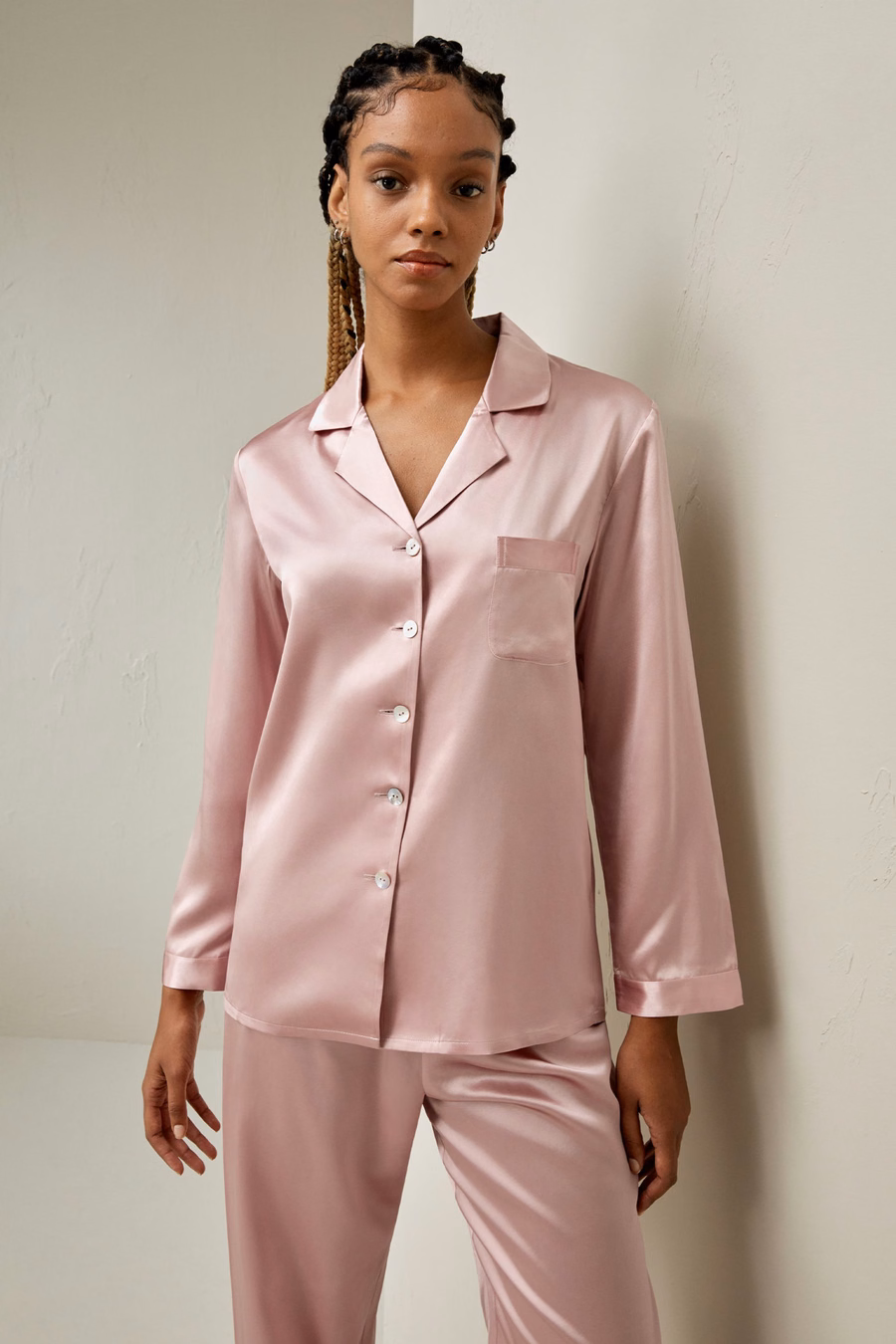 Vollständiges Seiden-Pyjama-Set für Frauen