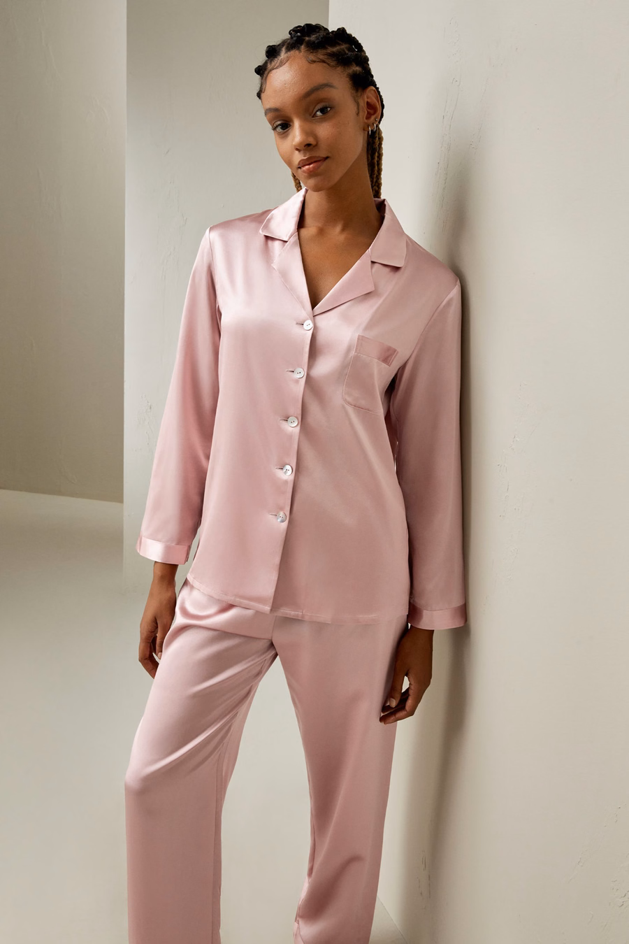 Vollständiges Seiden-Pyjama-Set für Frauen