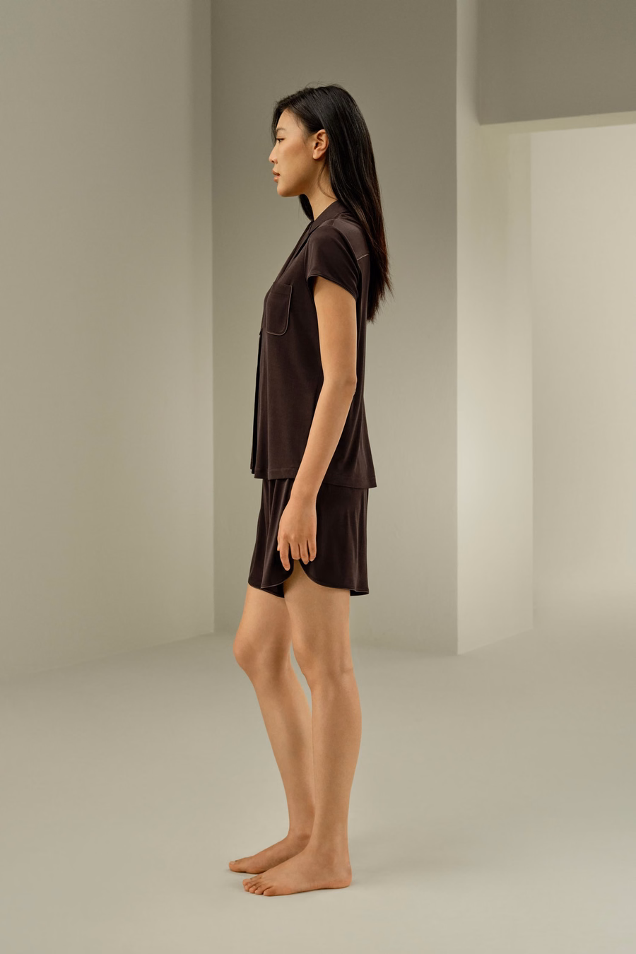 Reines Seidenjersey-Pyjama-Set