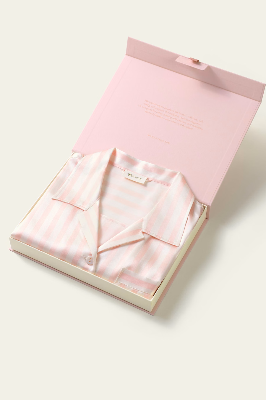 Gestreiftes Charmeuse Kurzpyjama-Set