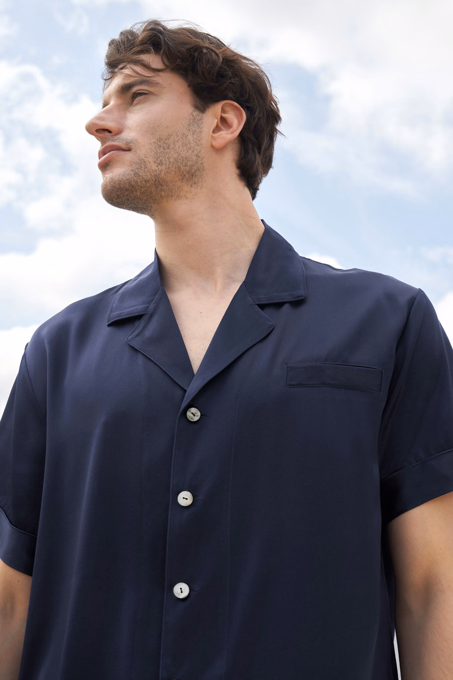 Klassisches Kurzes Seidenpyjama-Set