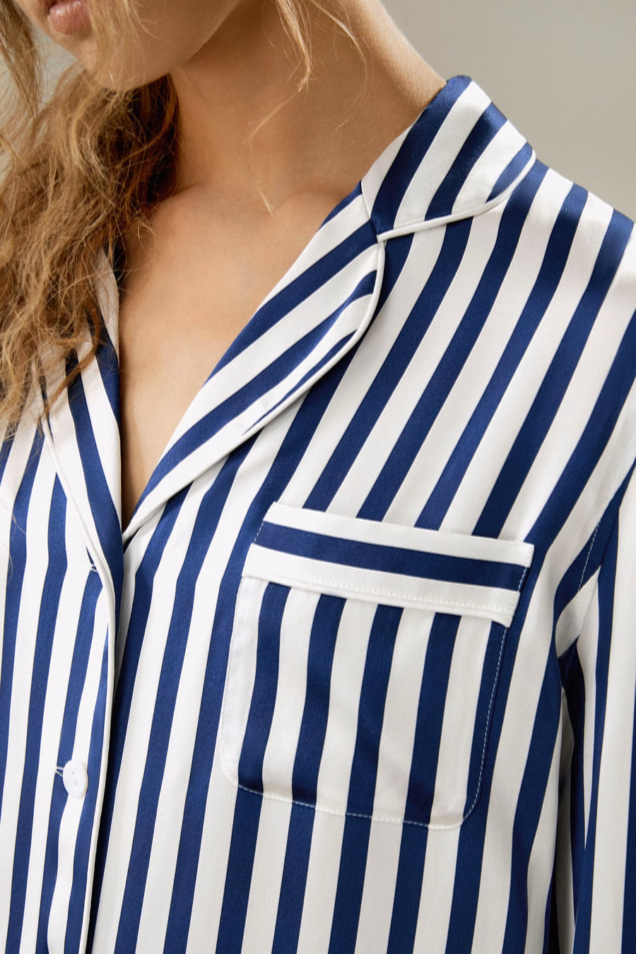 Amalfi Hemden-Pyjama-Set in voller Länge mit Streifen
