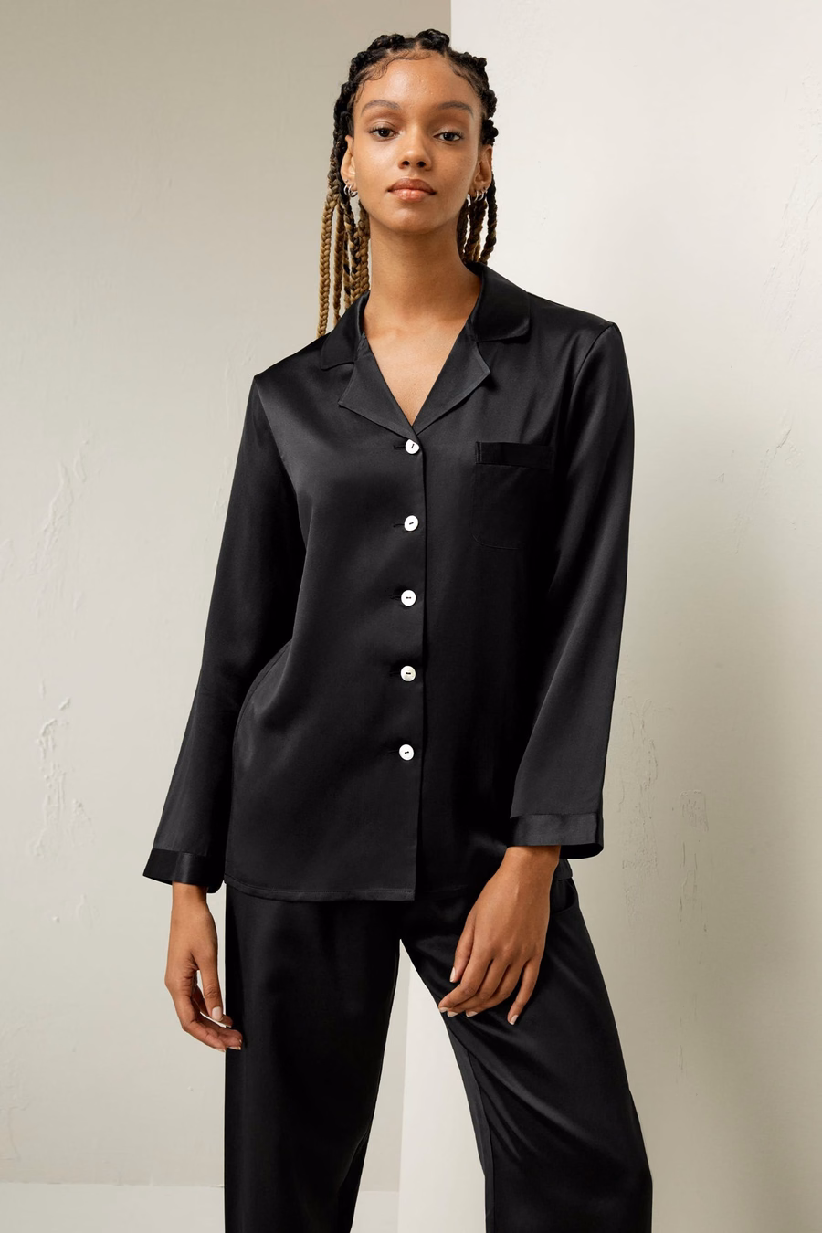 Vollständiges Seiden-Pyjama-Set für Frauen