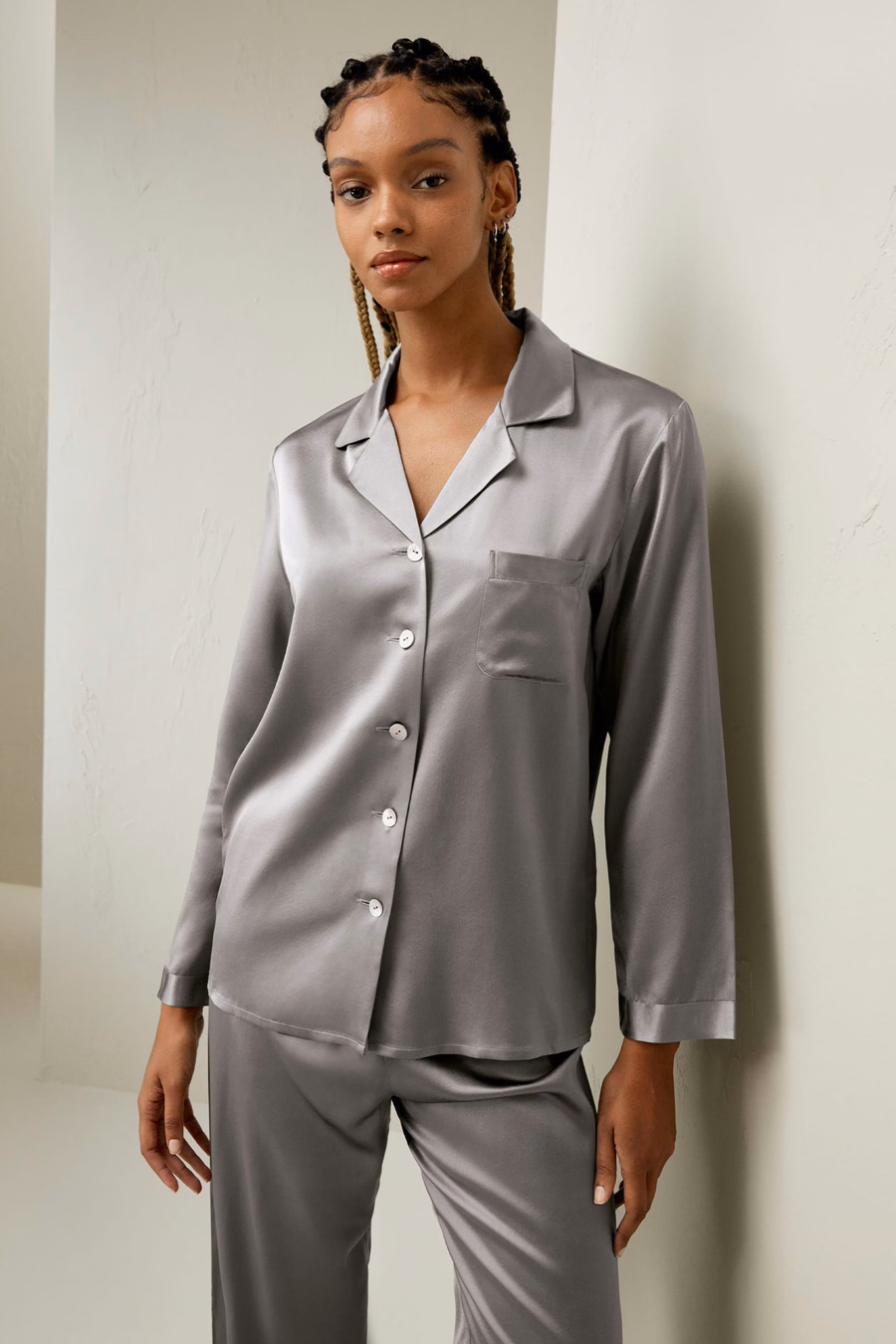 Vollständiges Seiden-Pyjama-Set für Frauen