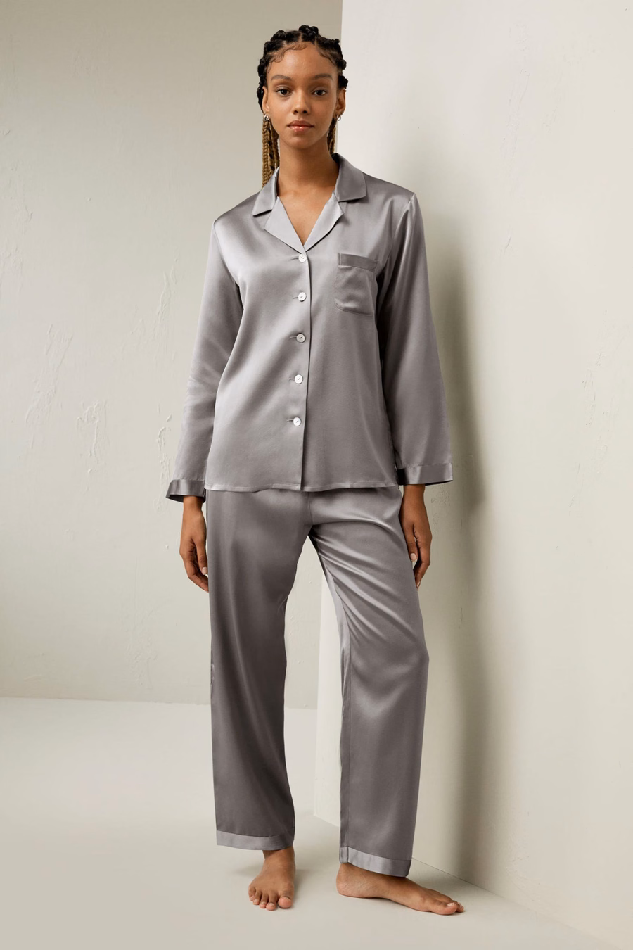 Vollständiges Seiden-Pyjama-Set für Frauen