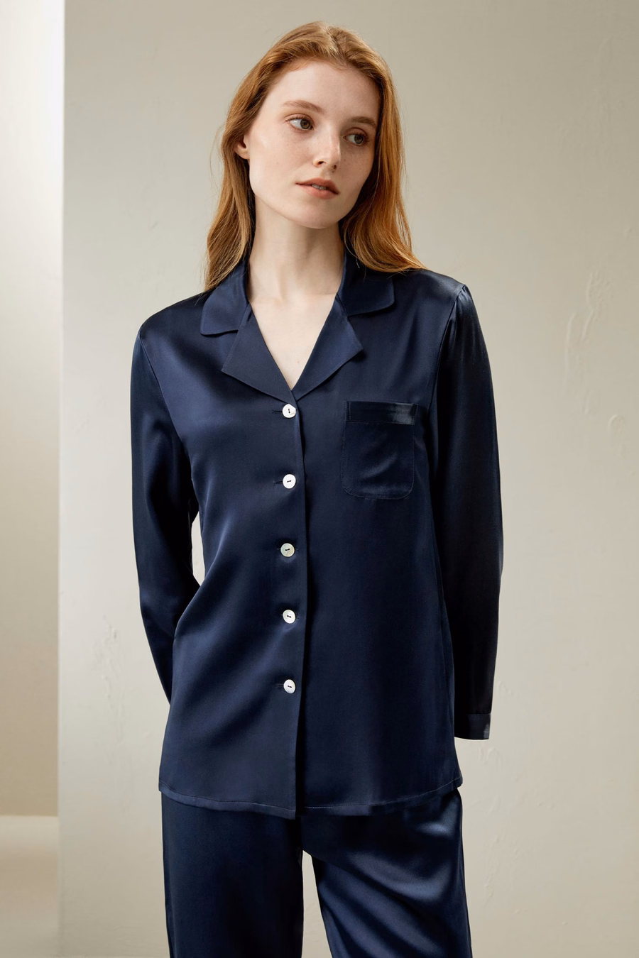 Vollständiges Seiden-Pyjama-Set für Frauen