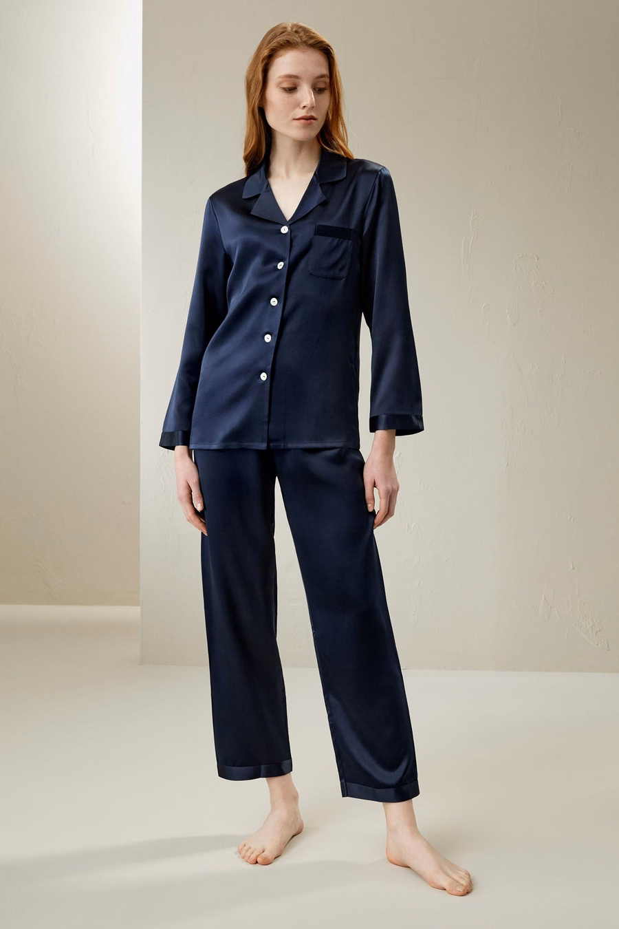 Vollständiges Seiden-Pyjama-Set für Frauen