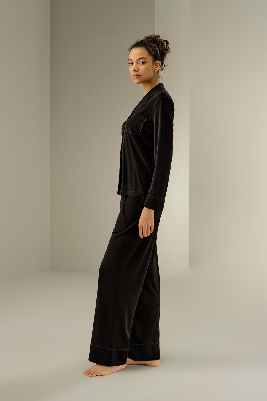 Seiden-Jersey Klassisches Pyjama-Set