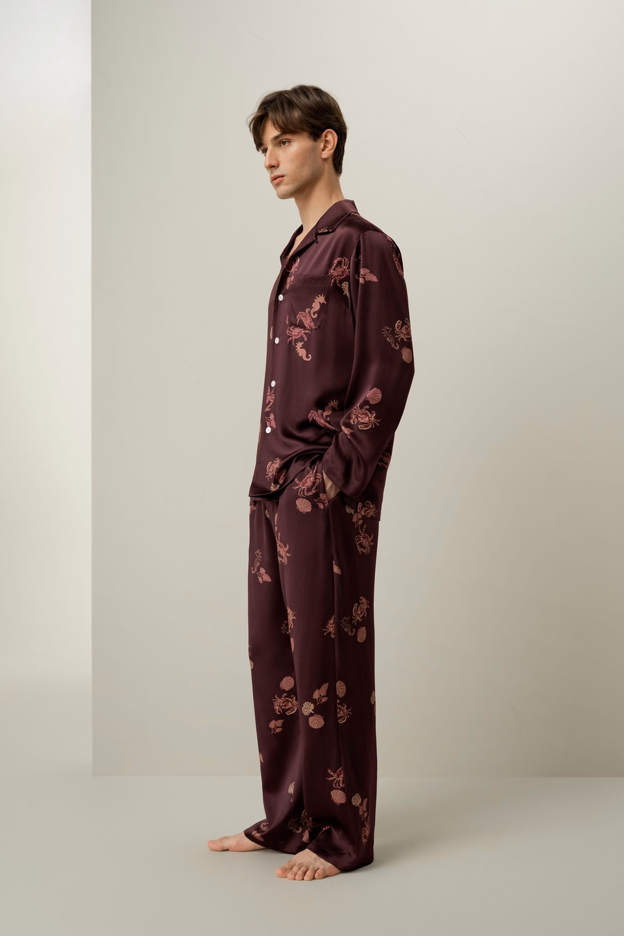 Krebs Männer Sternzeichen Seiden-Pyjama-Set