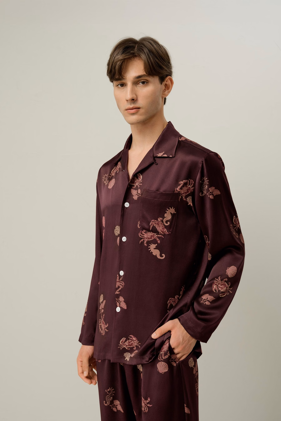 Krebs Männer Sternzeichen Seiden-Pyjama-Set