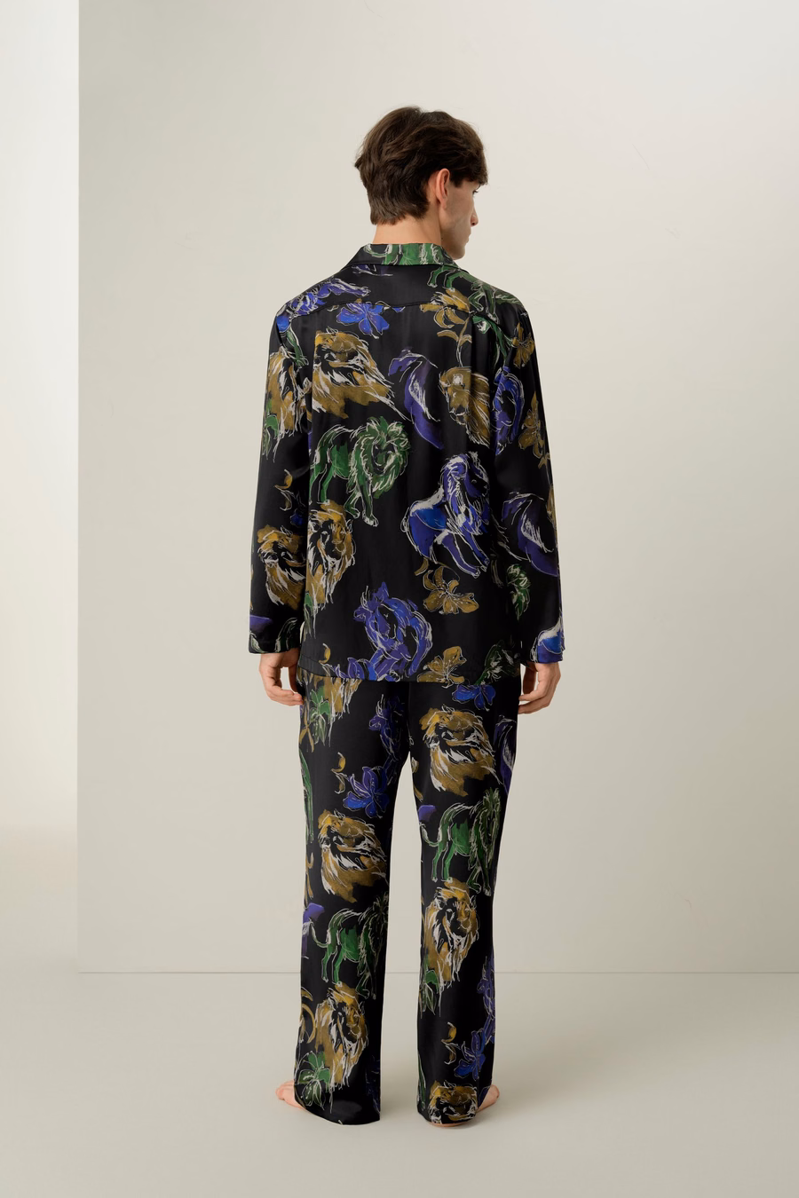 Löwe Sternzeichen Männer Seiden-Pyjama-Set
