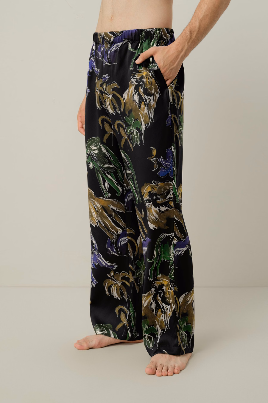 Löwe Sternzeichen Männer Seiden-Pyjama-Set