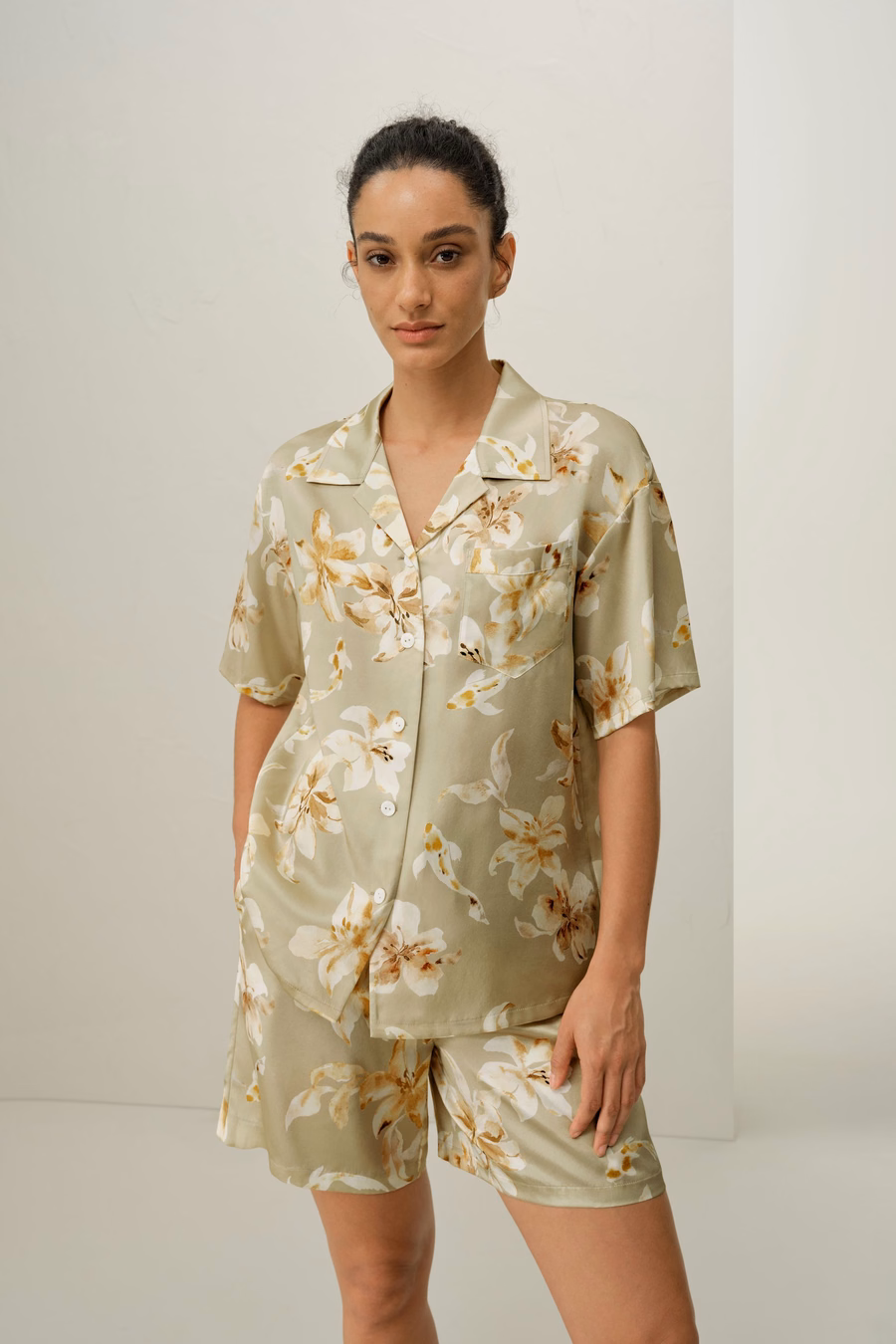 Fische Sternzeichen Kurzes Seiden-Pyjama-Set
