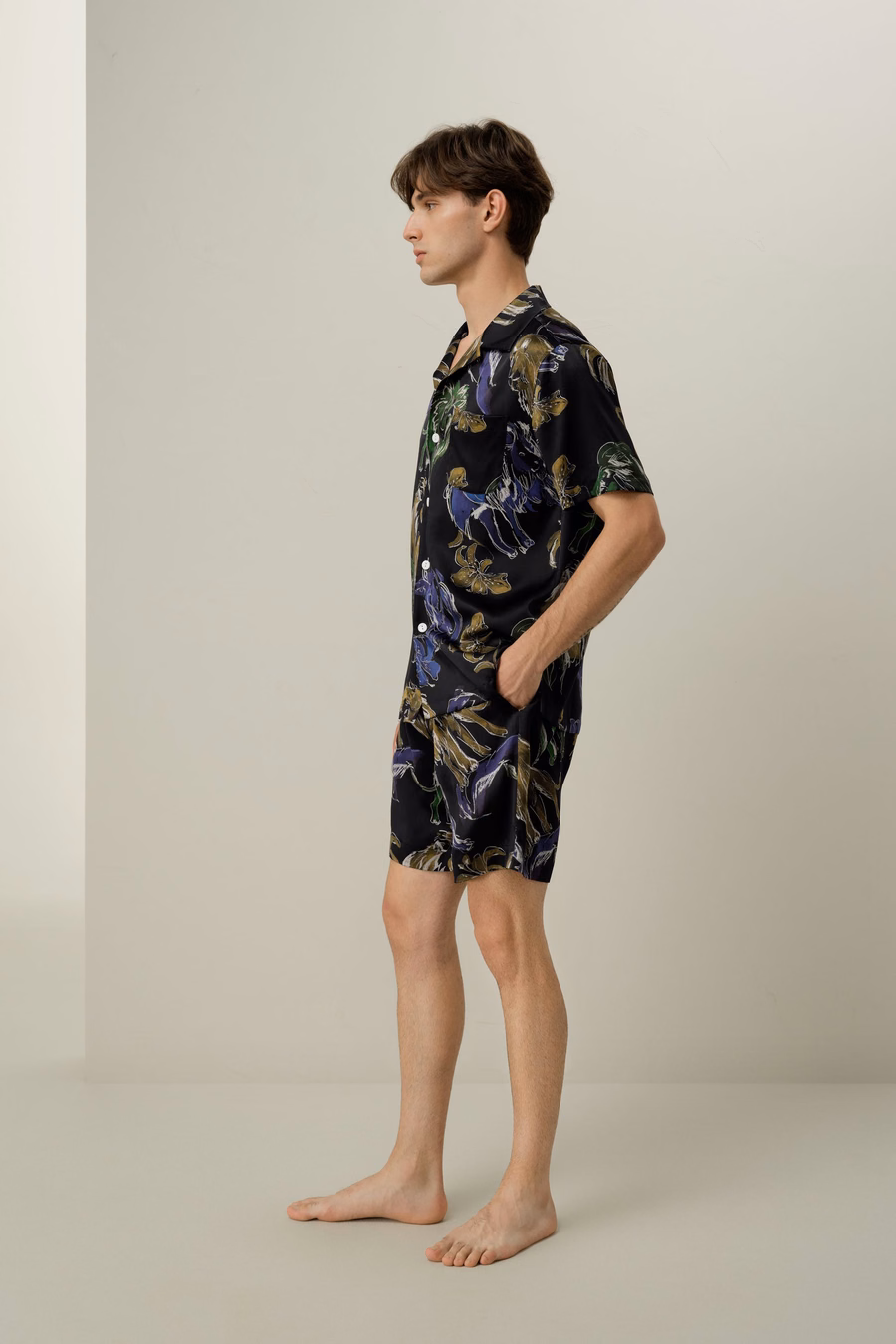 Leo Zodiac Herren Kurzes Seidenpyjama-Set