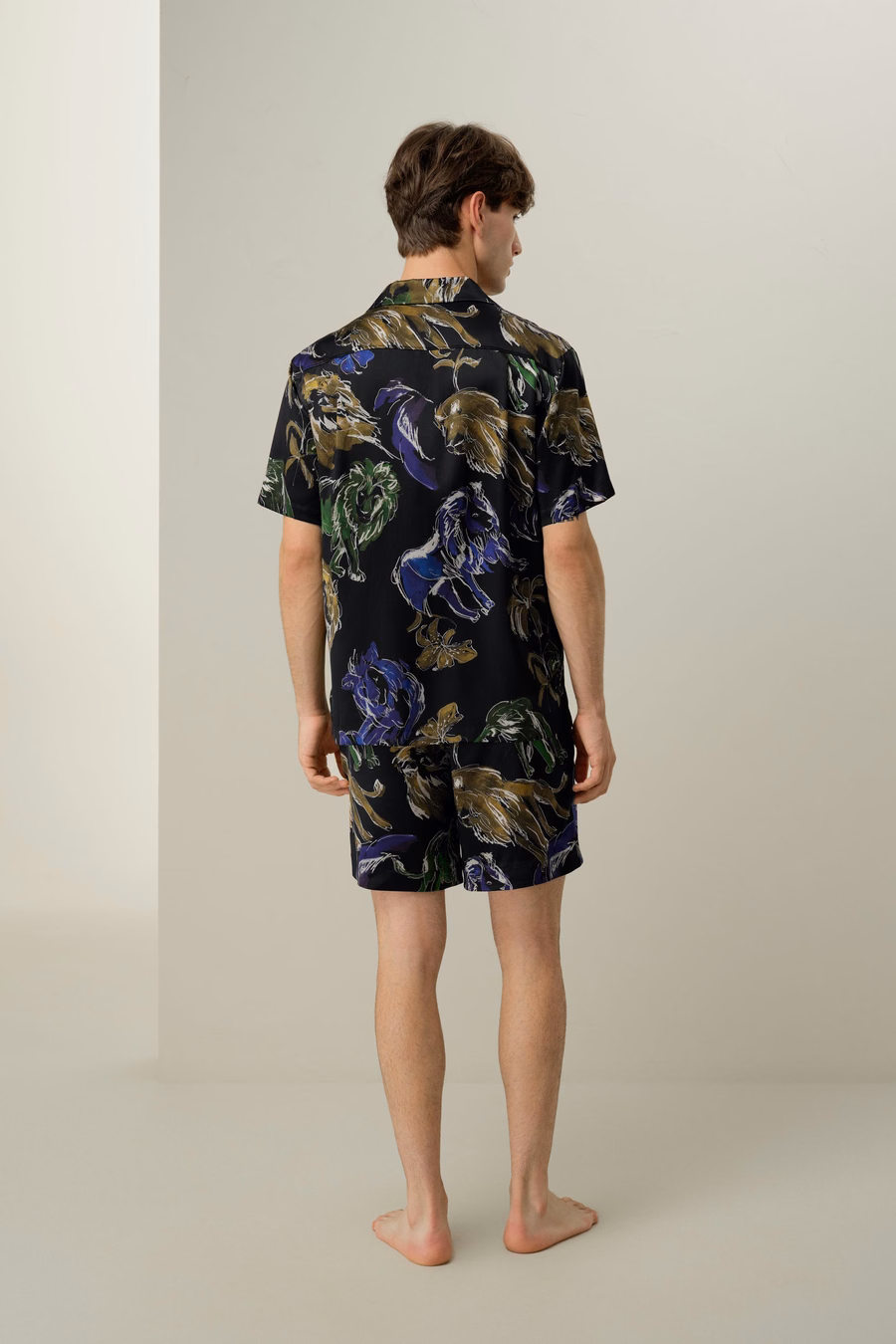 Leo Zodiac Herren Kurzes Seidenpyjama-Set