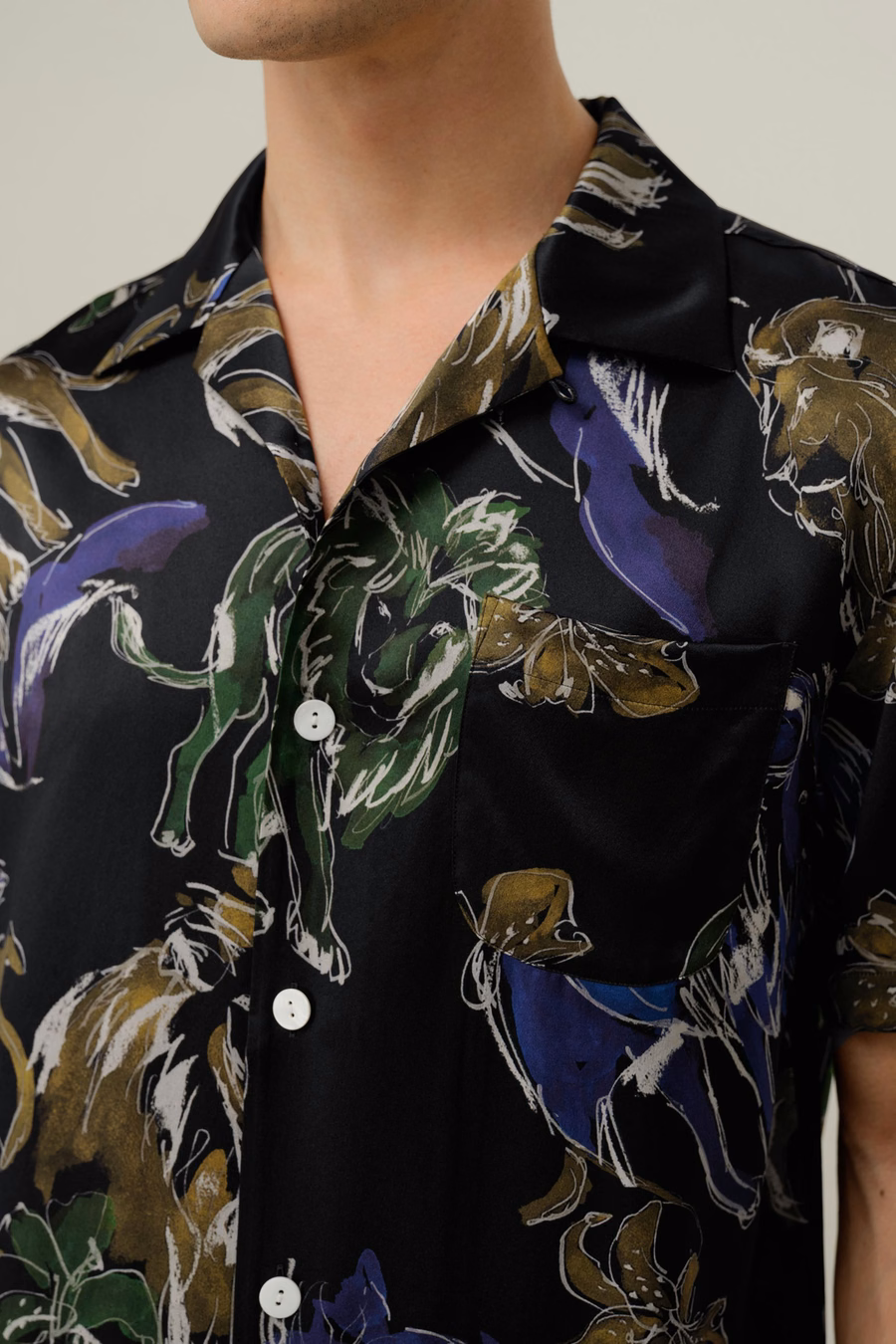 Leo Zodiac Herren Kurzes Seidenpyjama-Set