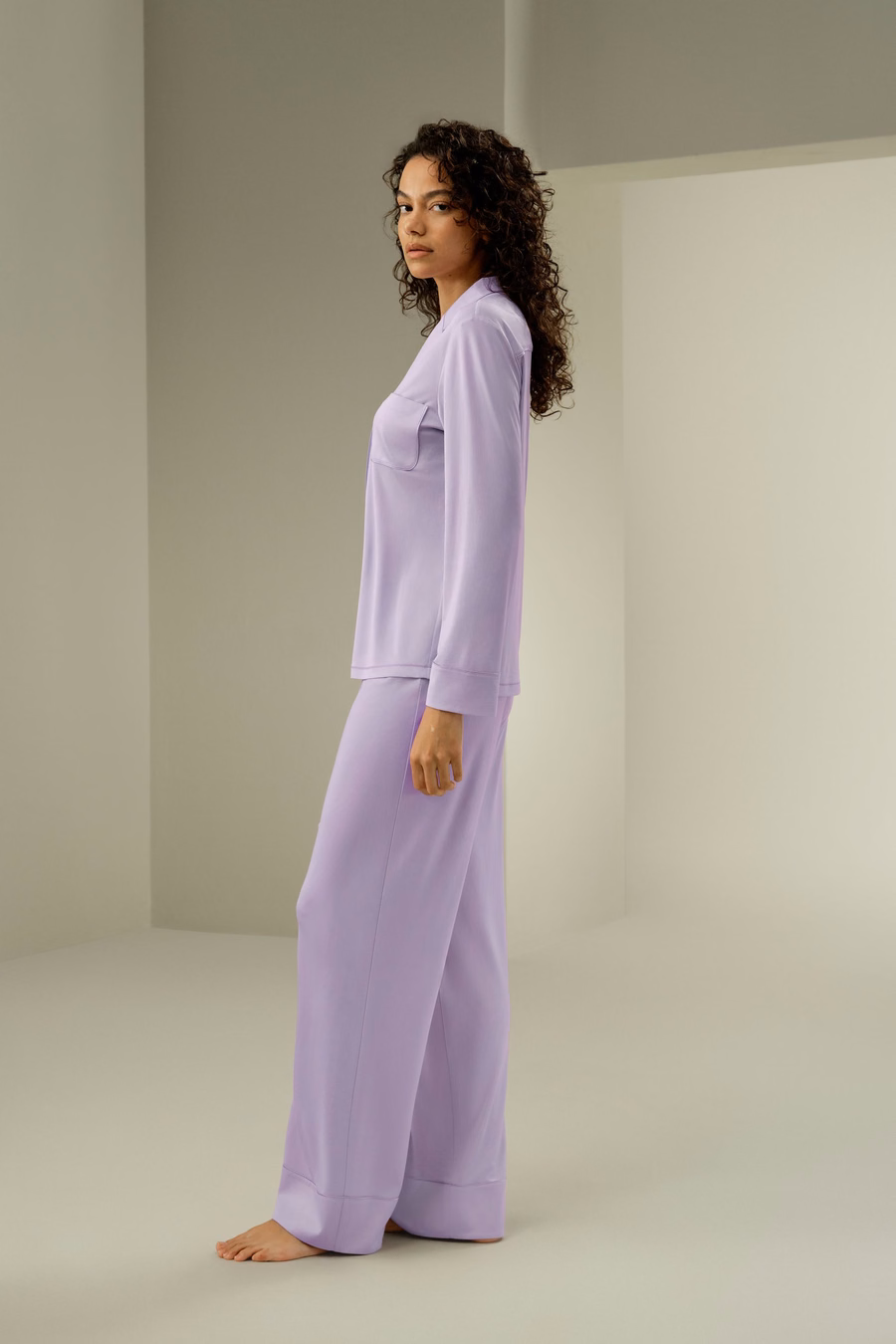 Seiden-Jersey Klassisches Pyjama-Set