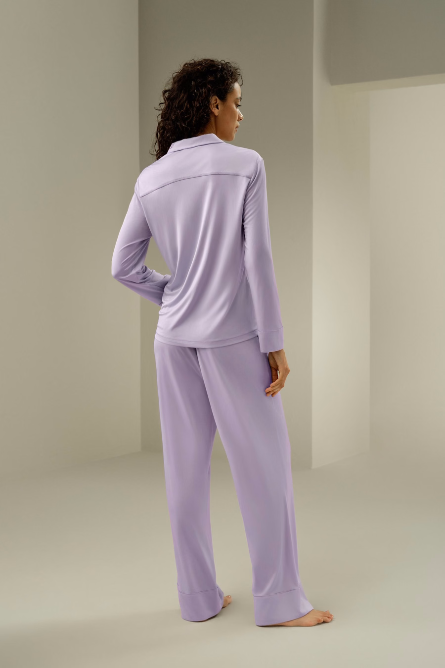 Seiden-Jersey Klassisches Pyjama-Set