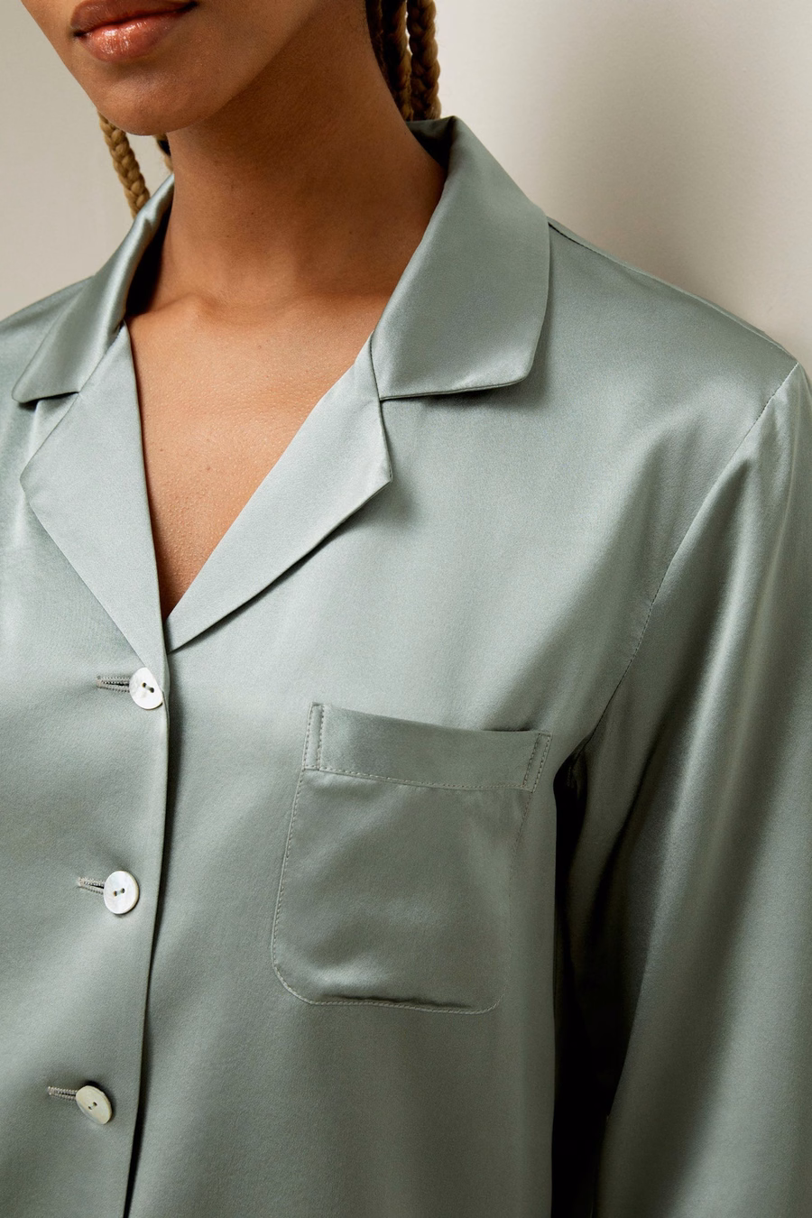 Vollständiges Seiden-Pyjama-Set für Frauen