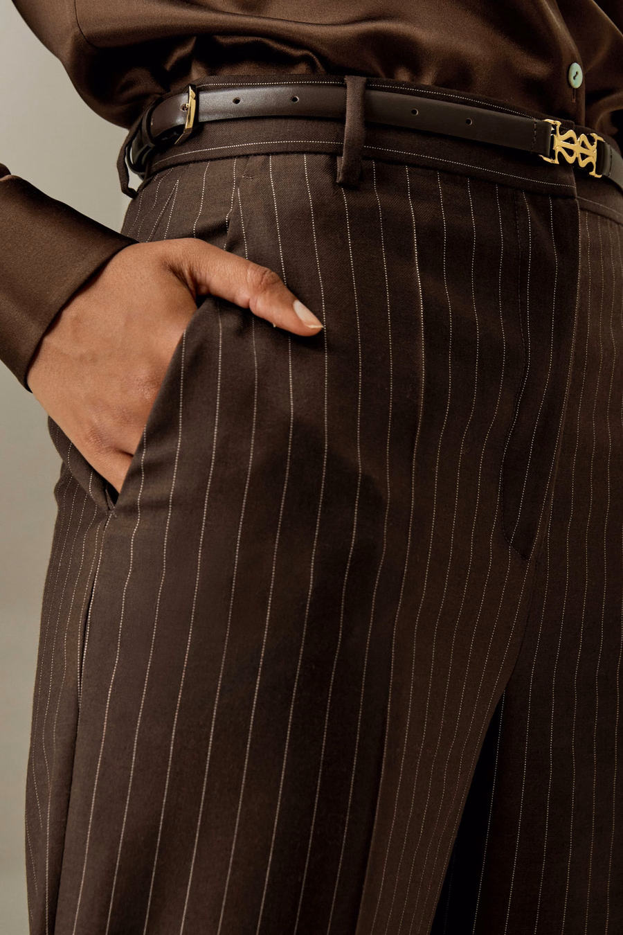 Gestreifte High-Rise gerade Hose